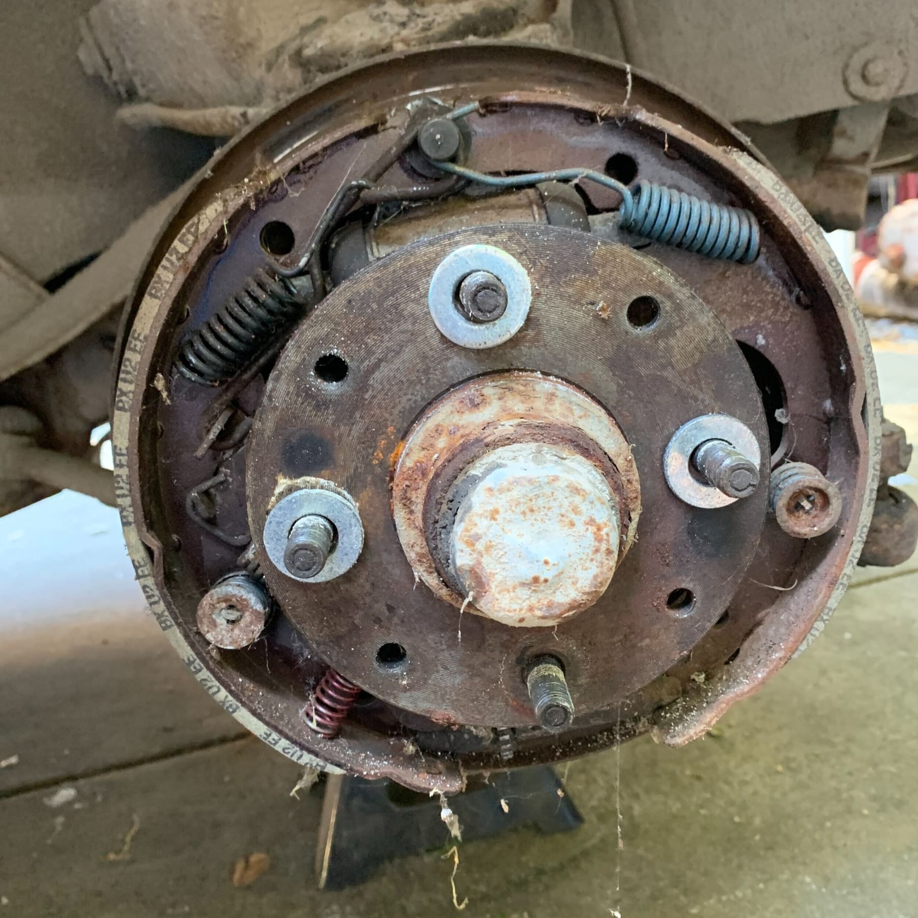 Original rusted brake components