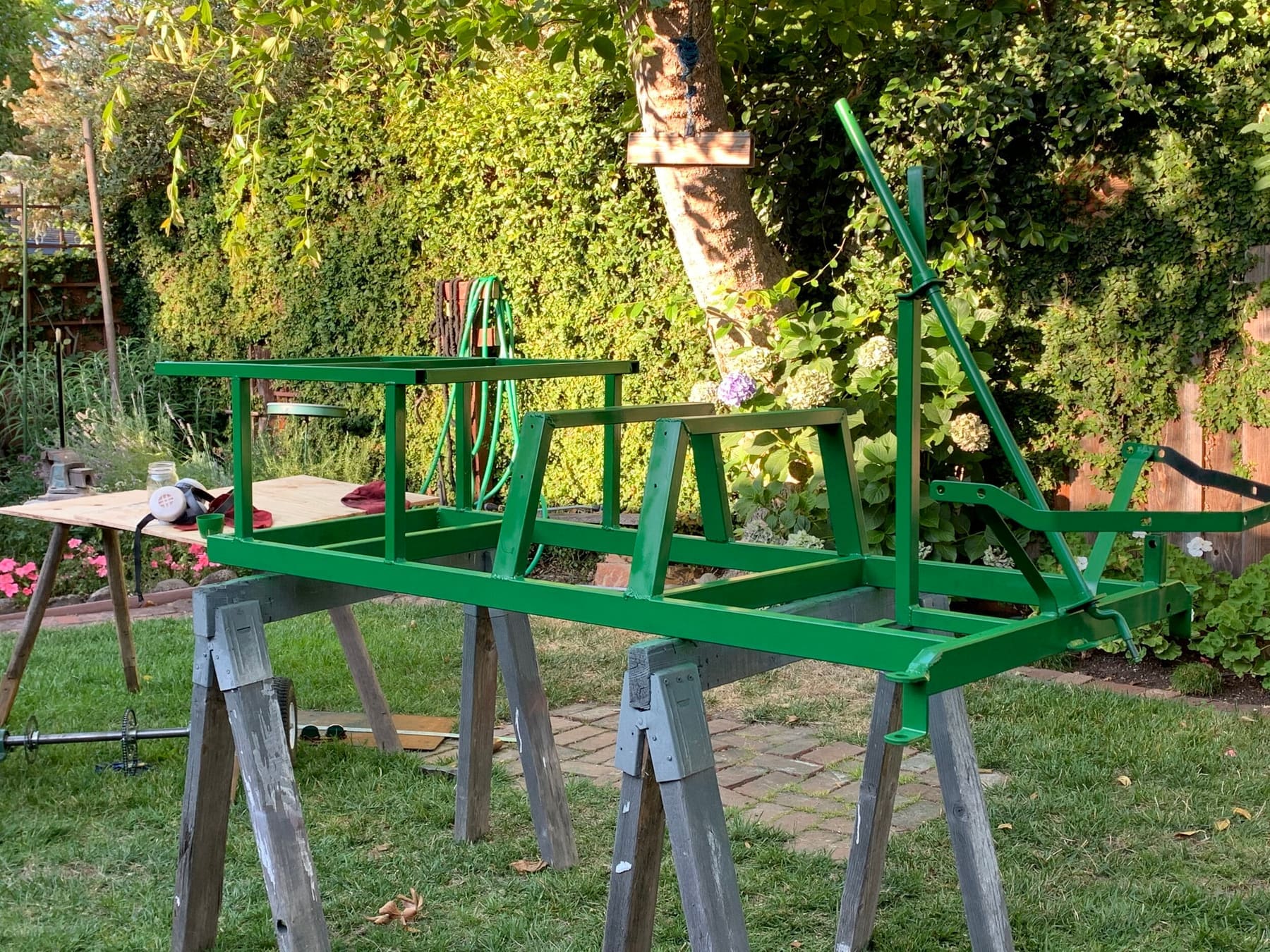 Finished kart with tractor hood and green paint